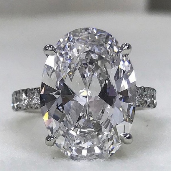NEW💎925 Sterling Silver Diamond Oval Cut  Ring - Picture 5 of 5